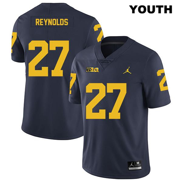 Youth NCAA Michigan Wolverines Hunter Reynolds #27 Navy Jordan Brand Authentic Stitched Legend Football College Jersey VP25X23JV